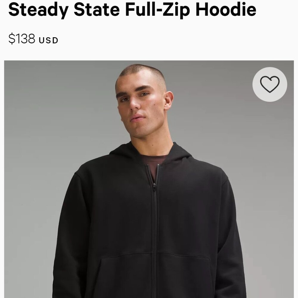Brand NEW Black Lululemon Mens Full Zip Hoodie